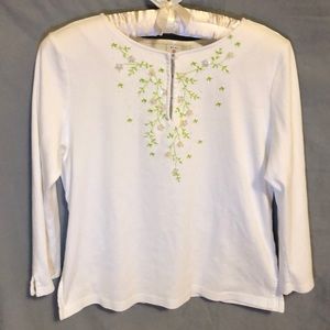 T-Shirt with Embroidery Vines & Sequin Flowers